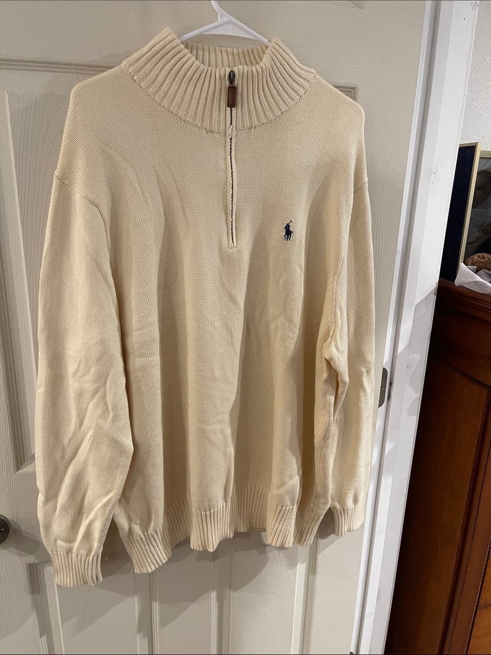 Polo by Ralph Lauren Cream Half-Zip Knit Sweater